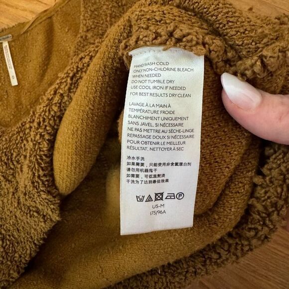 Free People Womens Cognac Brown Oversized Crop Fuzzy Popcorn Knit Sweater Medium - Picture 8 of 11